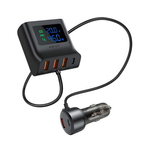 Автомобільний зарядний пристрій Acefast B11 3 USB/Type-C QC PD 138W з дисплеєм чорний Автомобільний зарядний пристрій Acefast B11 3 USB/Type-C QC PD 138W з дисплеєм чорний
