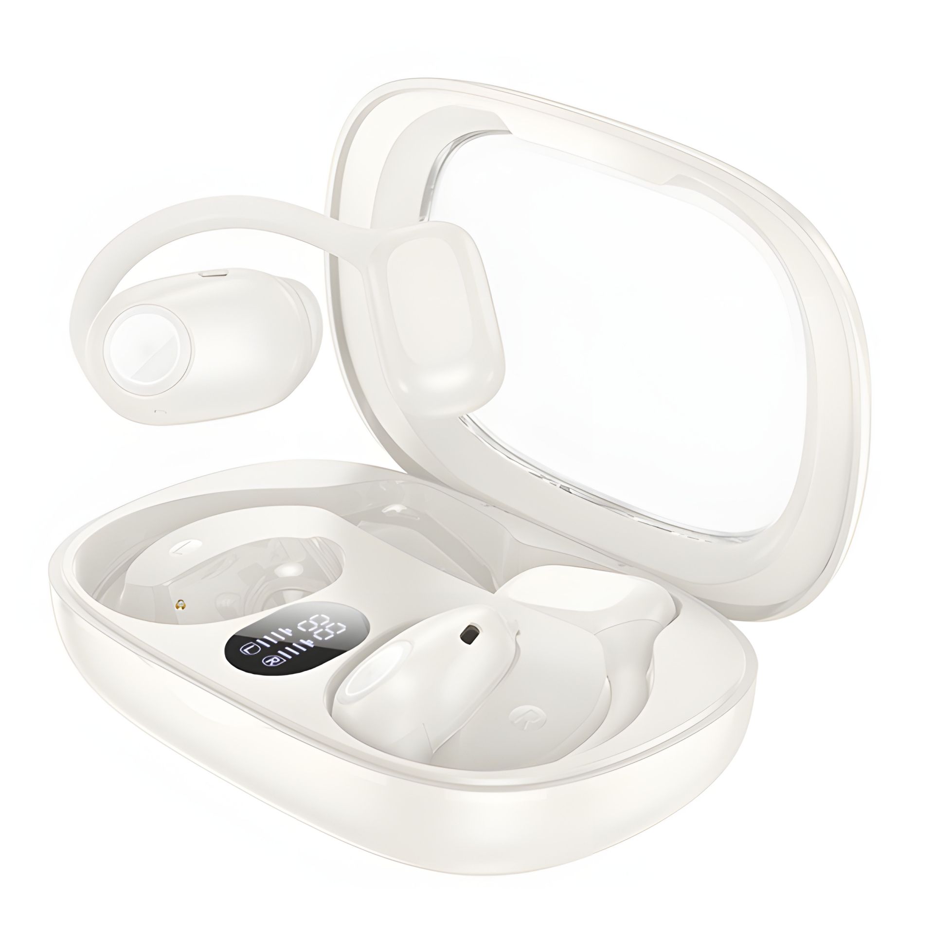 BT5.3 беспроводные TWS наушники Hoco EA1, 90/500mAh, 10h, open-fit, milky white BT5.3 беспроводные TWS наушники Hoco EA1, 90/500mAh, 10h, open-fit, milky white