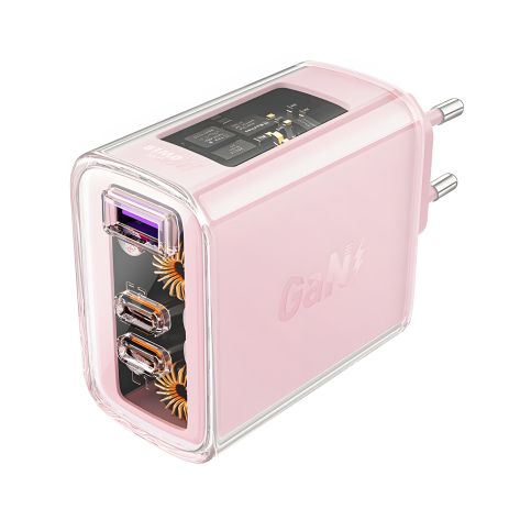 Мережевий зарядний пристрій Acefast A45 USB/2 Type-C QC PD PD65W GaN рожевий Мережевий зарядний пристрій Acefast A45 USB/2 Type-C QC PD PD65W GaN рожевий