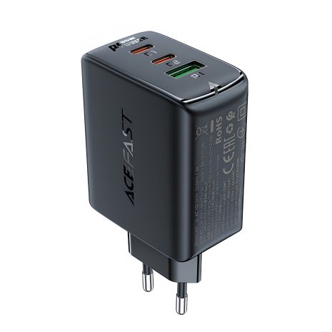 Сетевое зарядное устройство Acefast A41 USB/ 2 Type-C QC PD PD65W GaN черное Сетевое зарядное устройство Acefast A41 USB/ 2 Type-C QC PD PD65W GaN черное