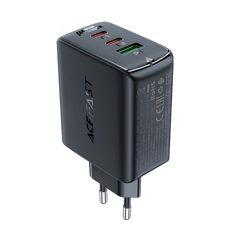 Зарядний пристрій Acefast A41 USB/2 Type-C QC PD PD65W GaN чорний Зарядний пристрій Acefast A41 USB/2 Type-C QC PD PD65W GaN чорний