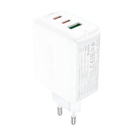 Мережевий зарядний пристрій Acefast A41 USB/2 Type-C QC PD PD65W GaN білий Мережевий зарядний пристрій Acefast A41 USB/2 Type-C QC PD PD65W GaN білий