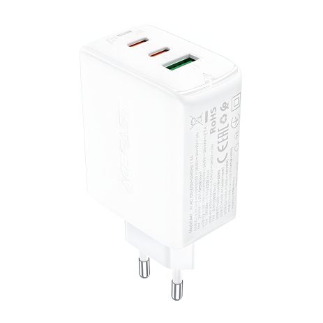 Зарядний пристрій мережевий Acefast A41 USB/2 Type-C QC PD PD65W GaN | білий