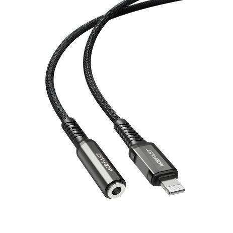 Кабель Acefast C1-05 Lightning to 3.5mm 0.18m black Кабель Acefast C1-05 Lightning to 3.5mm 0.18m black