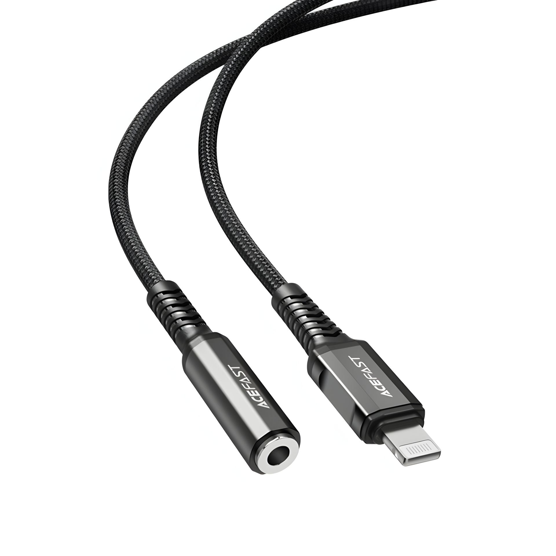 Кабель Acefast C1-05 Lightning to 3.5mm 0.18m black Кабель Acefast C1-05 Lightning to 3.5mm 0.18m black