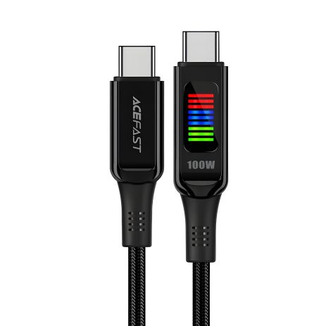 Кабель Acefast C7-03 з дисплеєм Type-C to Type-C, 100W, 5A, 1.2m, black Кабель Acefast C7-03 з дисплеєм Type-C to Type-C, 100W, 5A, 1.2m, black