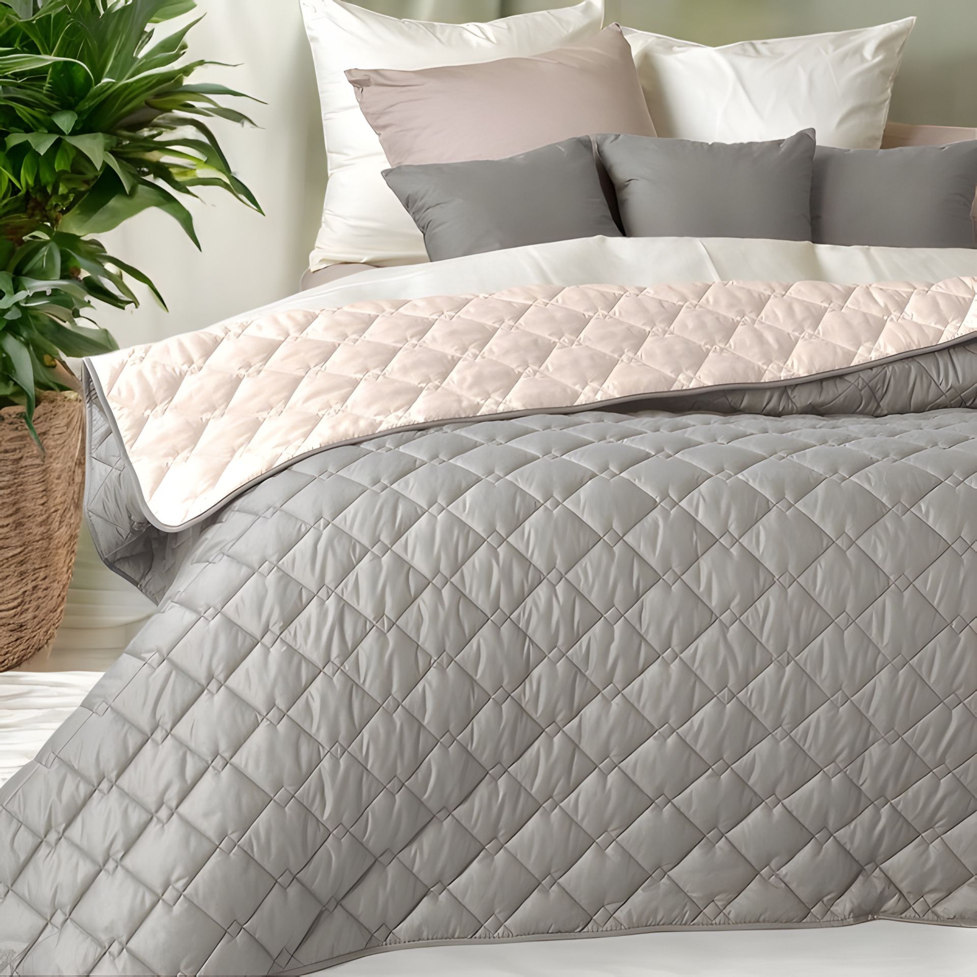 Двостороннє покривало IDEIA Cube мікрофібра 140х210 см з антиалергенним волокном, сірий/беж (8-32403*003) Двостороннє покривало IDEIA Cube мікрофібра 140х210 см з антиалергенним волокном, сірий/беж (8-32403*003)