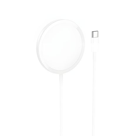 Бездротова зарядка HOCO CW52 Enjoy з магнітною фіксацією, білого кольору