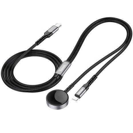 HOCO CW54 беспроводное ЗУ 2-в-1 кабель для зарядки iP+iWatch Black HOCO CW54 беспроводное ЗУ 2-в-1 кабель для зарядки iP+iWatch Black