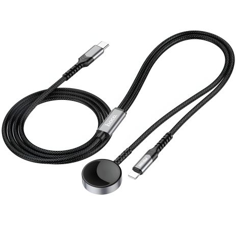 HOCO CW54 беспроводное ЗУ 2-в-1 кабель для зарядки iP+iWatch Black HOCO CW54 беспроводное ЗУ 2-в-1 кабель для зарядки iP+iWatch Black