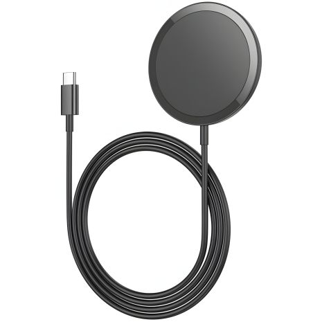 Магнітна бездротова зарядка HOCO CW52 Enjoy швидка, чорна