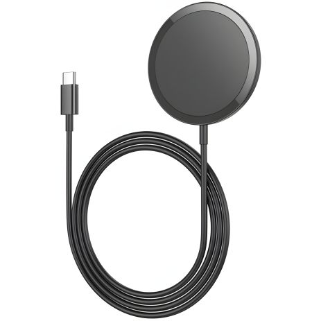 Магнітна бездротова зарядка HOCO CW52 Enjoy швидка, чорна