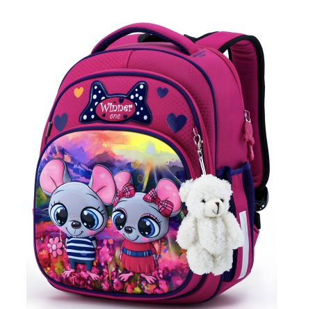 Розовый школьный ранец SkyName\WinnerOne на три отделения