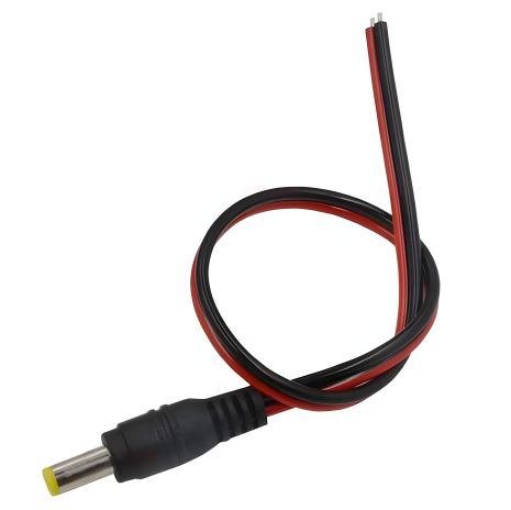 DC 5.5x2.1mm разъем/коннектор Male с кабелем 20cm (2 жилы) для роутеров, терминалов, ONU, GPON, камер и других устройств DC