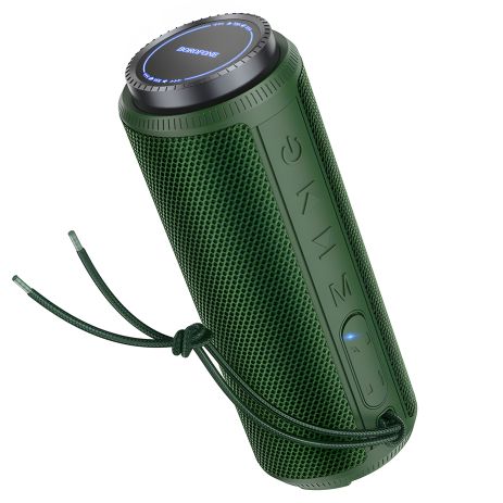 Портативна колонка BOROFONE BR22 sports wireless speaker, BT5.1, AUX, USB, FM, 10W, 1200mAh, 3h Dark Green Портативна колонка BOROFONE BR22 sports wireless speaker, BT5.1, AUX, USB, FM, 10W, 1200mAh, 3h Dark Green