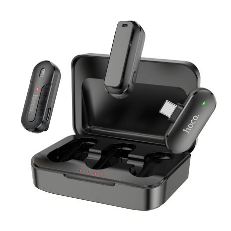 Бездротовий мікрофон Петличний Hoco DI56 Twin Type-C Чорний Бездротовий мікрофон Петличний Hoco DI56 Twin Type-C Чорний