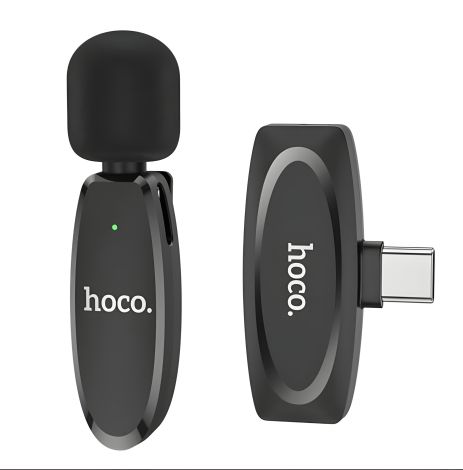 Петличний Мікрофон Hoco L15 Type-C, Безпроводовий, Чорний