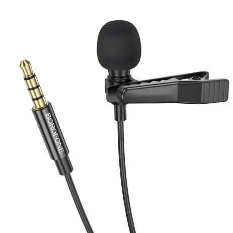 Мікрофон Петличний Borofone BFK11 Jack 3,5, 2м Чорний Мікрофон Петличний Borofone BFK11 Jack 3,5, 2м Чорний