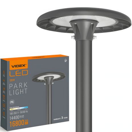 LED світильник парковий VIDEX SLP01 120W, 220V, IP65, три режими освітлення 3000/5000/6500K