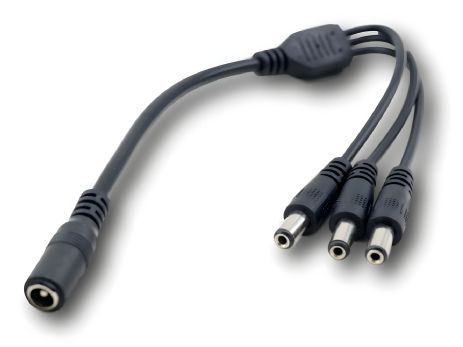 DC Кабель-тройник 1x[5.5x2.1 гнездо] на 3x[5.5x2.1 штекер], 0.3m черный