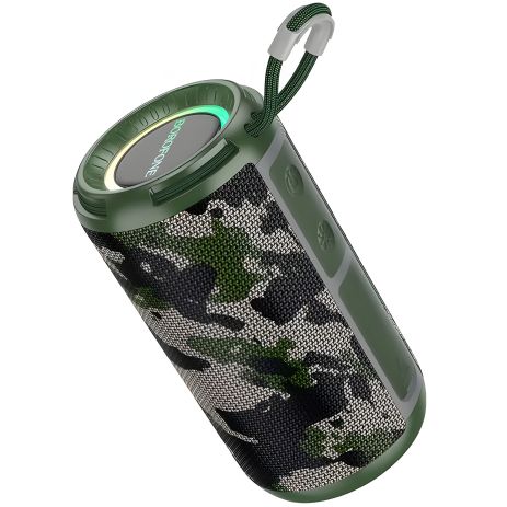 Borofone BR37 Noble Sports BT Акустика |BT5.3, USB/TF/FM/AUX, TWS, 5Wx2, 2h| Camouflage-Green