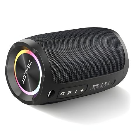 Портативна Bluetooth колонка ZEALOT S49, IP67, BT5.0, USB, AUX, TF, 6 годин з LED підсвічуванням black