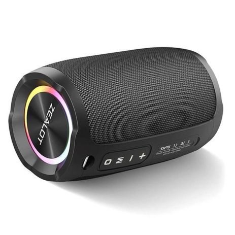 Портативна Bluetooth колонка ZEALOT S49, IP67, BT5.0, USB, AUX, TF, 6h з LED підсвічуванням black