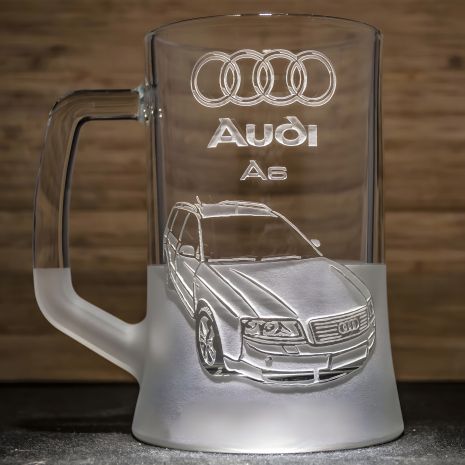 Пивний келих з гравіюванням автомобіля Audi A6 Ауді Універсал - подарунок для автомобіліста Пивний келих з гравіюванням автомобіля Audi A6 Ауді Універсал - подарунок для автомобіліста