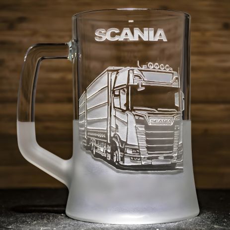 Подарунок - пивний бокал з гравіюванням вантажівка SCANIA для водія далекобійника