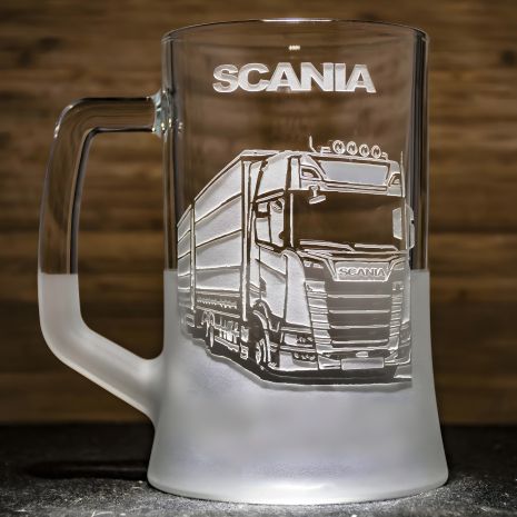 Подарунок - пивний бокал з гравіюванням вантажівка SCANIA для водія далекобійника