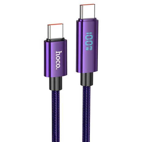 Кабель HOCO U125 Benefit 100W передача даних cable with display Type-C to Type-C 1.2m Purple Кабель HOCO U125 Benefit 100W передача даних cable with display Type-C to Type-C 1.2m Purple
