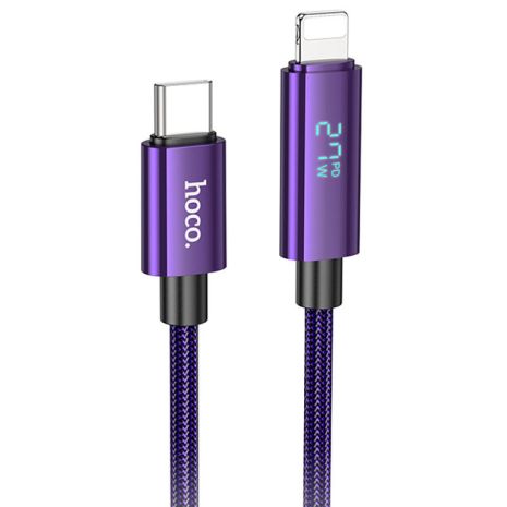 Кабель HOCO U125 Benefit PD Charging Data Cable with Display iP, 27W, 1.2m, Purple Кабель HOCO U125 Benefit PD Charging Data Cable with Display iP, 27W, 1.2m, Purple