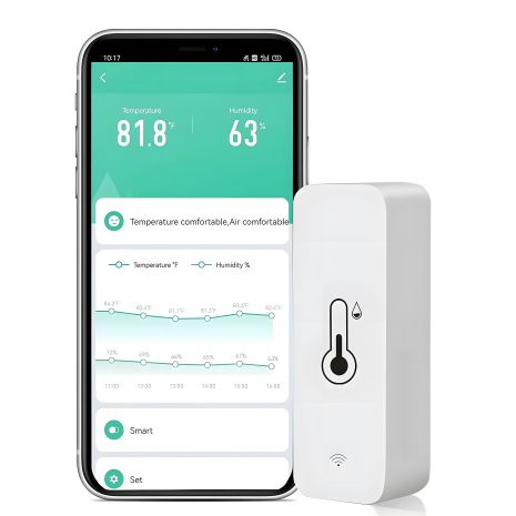 Smart Temperature and Humidity Sensor BTH01 | SmartHome, Bluetooth | Compatible with SmartLife APP (iOS, Android) | White