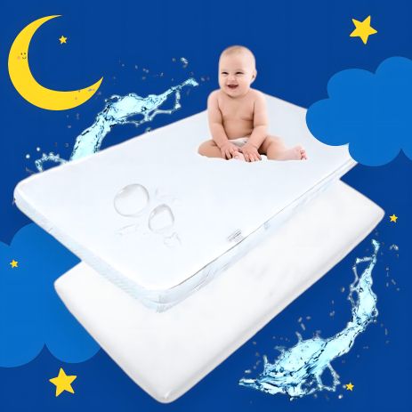 Набір з 2 водонепроникних дитячих наматрацників AQUA STOP PAPAELLA 60х120 см з бортом та з резинками по кутах, махрові, 100% бавовна (8-35490)