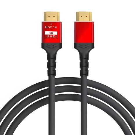HDMI кабель 2.1 4K 144Hz HDR (2K 240Hz, 8K 60Hz) 48Gbps, eARC, Black-Red 1m (100cm)
