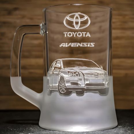 Пивний келих з гравіюванням автомобіля Toyota Avensis Тойота Авенсіс - подарунок для автомобіліста Пивний келих з гравіюванням автомобіля Toyota Avensis Тойота Авенсіс - подарунок для автомобіліста