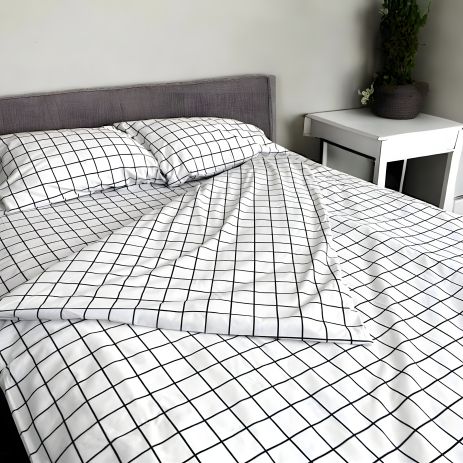Комплект постельного белья двуспальный MakSon белая клетка, бязь GOLD LUX 100% хлопок (001-1175210Б) Комплект постельного белья двуспальный MakSon белая клетка, бязь GOLD LUX 100% хлопок (001-1175210Б)