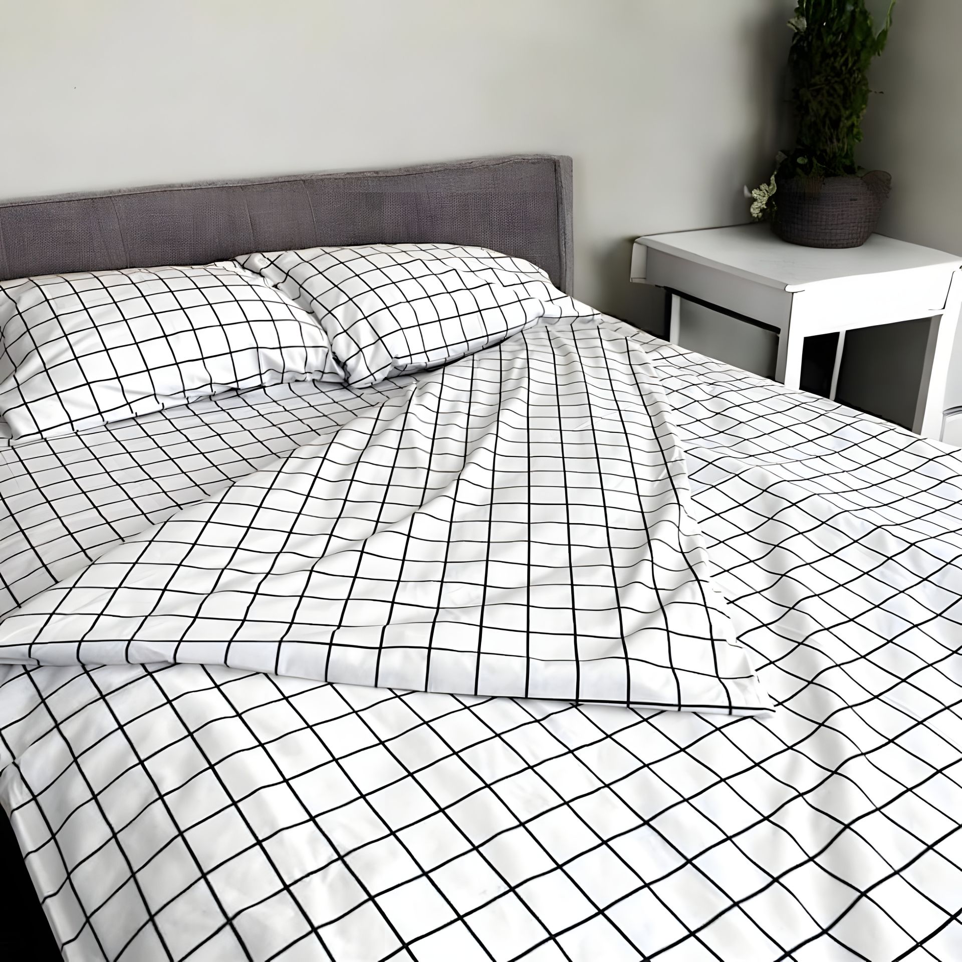 Комплект постільної білизни двоспальний MakSon біла клітинка, бязь GOLD LUX 100% бавовна (001-1175210Б) Комплект постільної білизни двоспальний MakSon біла клітинка, бязь GOLD LUX 100% бавовна (001-1175210Б)