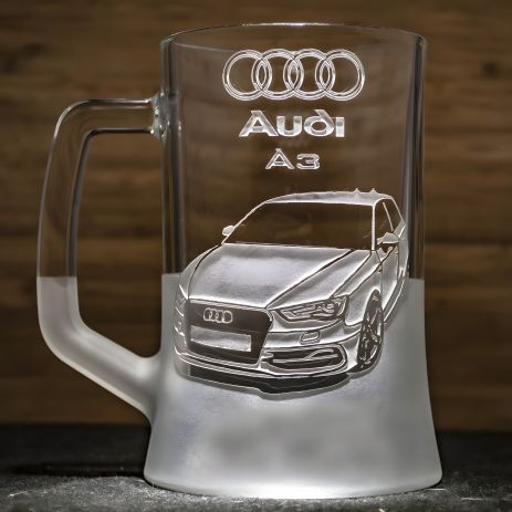 Пивний келих з гравіюванням автомобіля Audi A3 – чудовий подарунок для автомобіліста