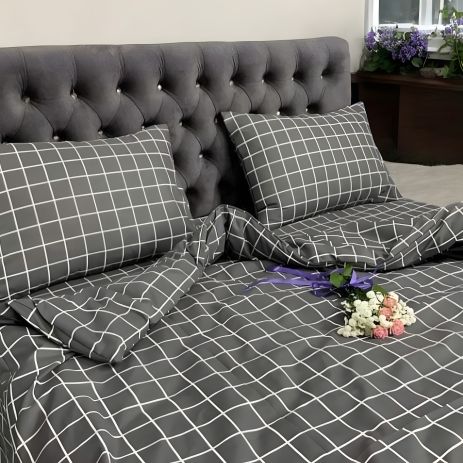 Полуторное комплект постельного белья MakSon серая клетка, GOLD LUX бязь 100% хлопок (002-1145210Б) Полуторное комплект постельного белья MakSon серая клетка, GOLD LUX бязь 100% хлопок (002-1145210Б)