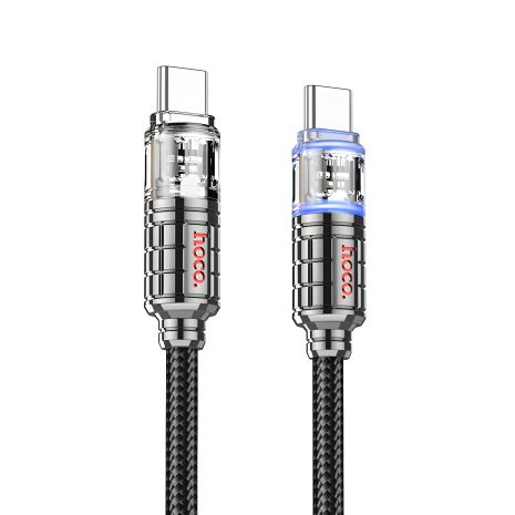 Кабель з індикатором Hoco U122 Type-C to Type-C, PD 60W, 3A, 1.2m, black