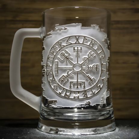 Пивний бокал з гравіюванням "Компас Вікінгів"
