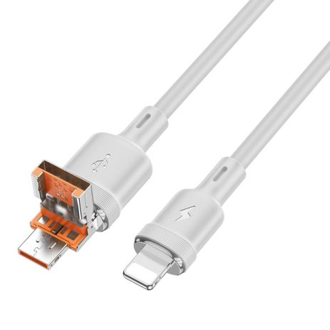 Кабель Hoco U131 2в1 USB/ Type-C to Lightning, 2.4А, 1.2m, gray