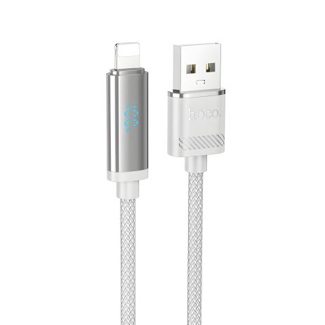 Кабель Hoco U127 з дисплеєм USB to Lightning, 2.4А, 1.2m, silver gray Кабель Hoco U127 з дисплеєм USB to Lightning, 2.4А, 1.2m, silver gray