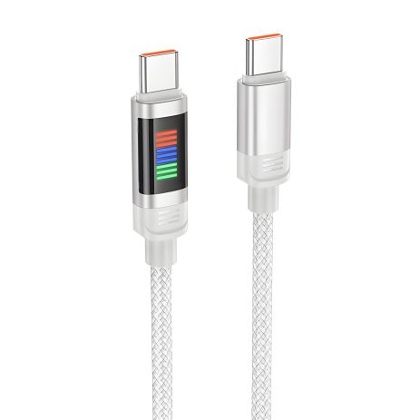 Кабель Hoco U126 с индикатором Type-C to Type-C PD 100W 1.2m grey Кабель Hoco U126 с индикатором Type-C to Type-C PD 100W 1.2m grey