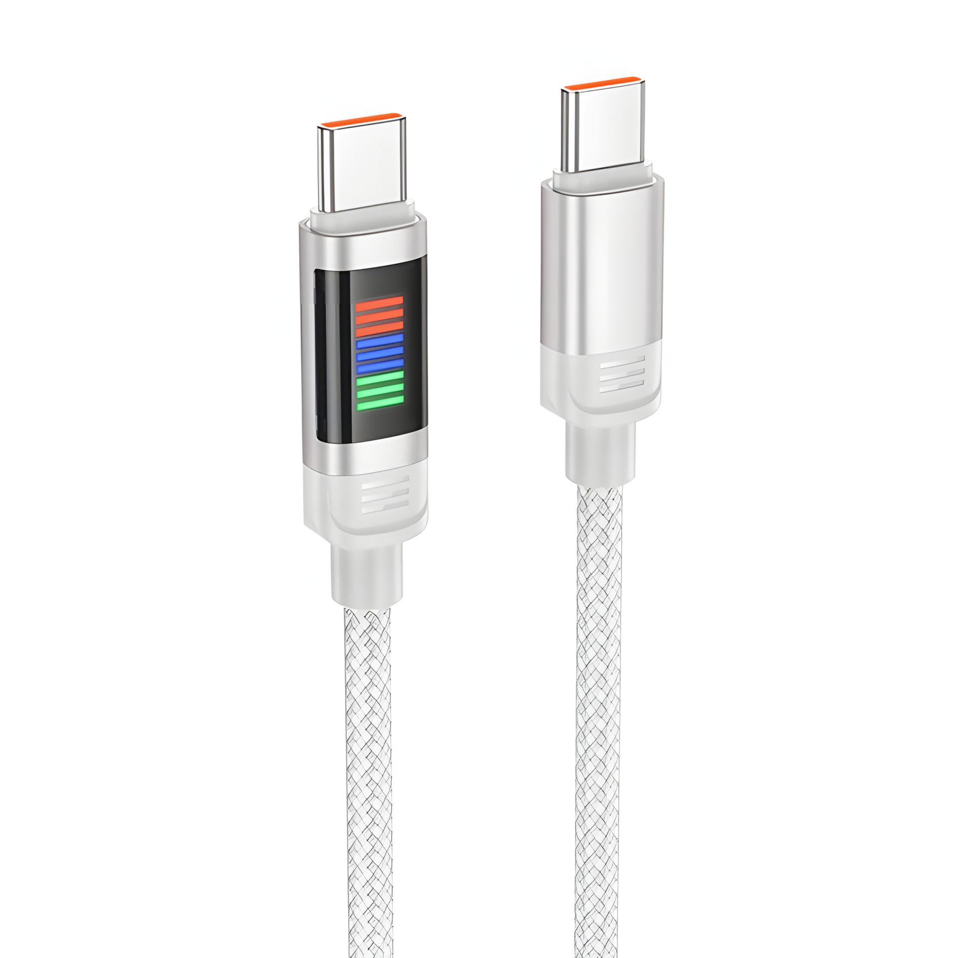 Кабель Hoco U126 с индикатором Type-C to Type-C PD 100W 1.2m grey Кабель Hoco U126 с индикатором Type-C to Type-C PD 100W 1.2m grey