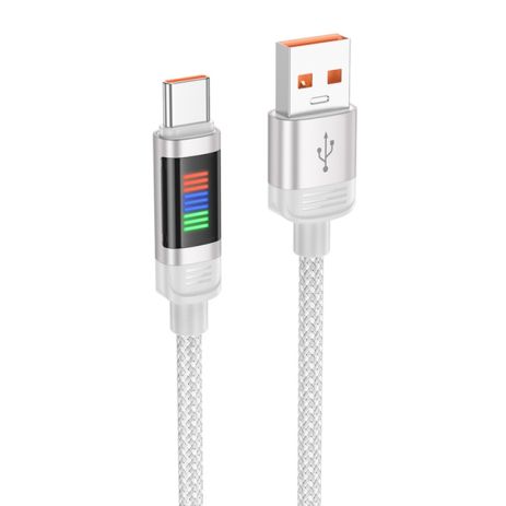 Кабель Hoco U126 з індикатором USB to Type-C QC 27W 1.2m grey