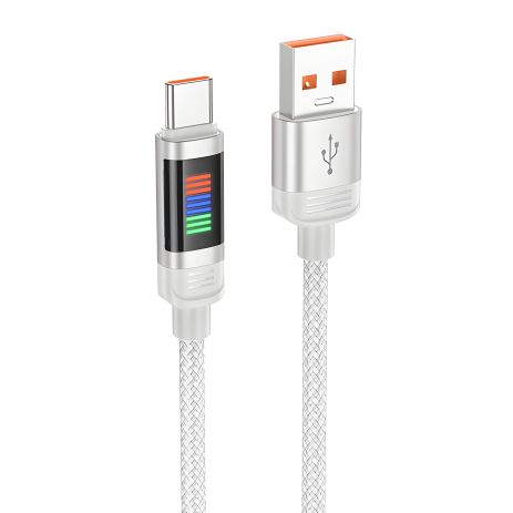Кабель Hoco U126 с индикатором USB to Type-C QC 27W 1.2m grey Кабель Hoco U126 с индикатором USB to Type-C QC 27W 1.2m grey