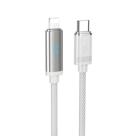 Кабель Hoco U127 Type-C to Lightning з дисплеєм, 1.2m, PD 27W, silver gray Кабель Hoco U127 Type-C to Lightning з дисплеєм, 1.2m, PD 27W, silver gray