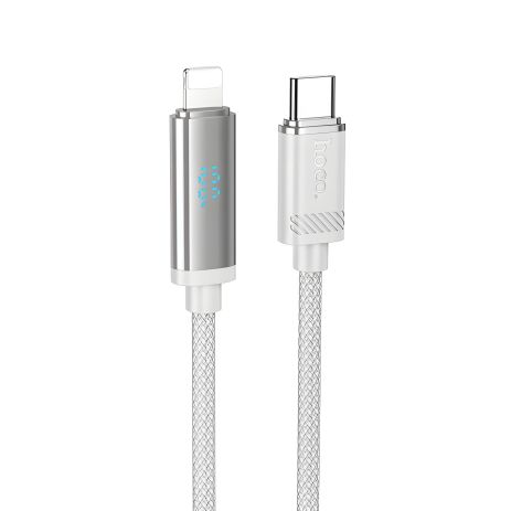 Кабель c дисплеем Hoco U127 PD 27W Type-C to Lightning серебристый серый 1.2m